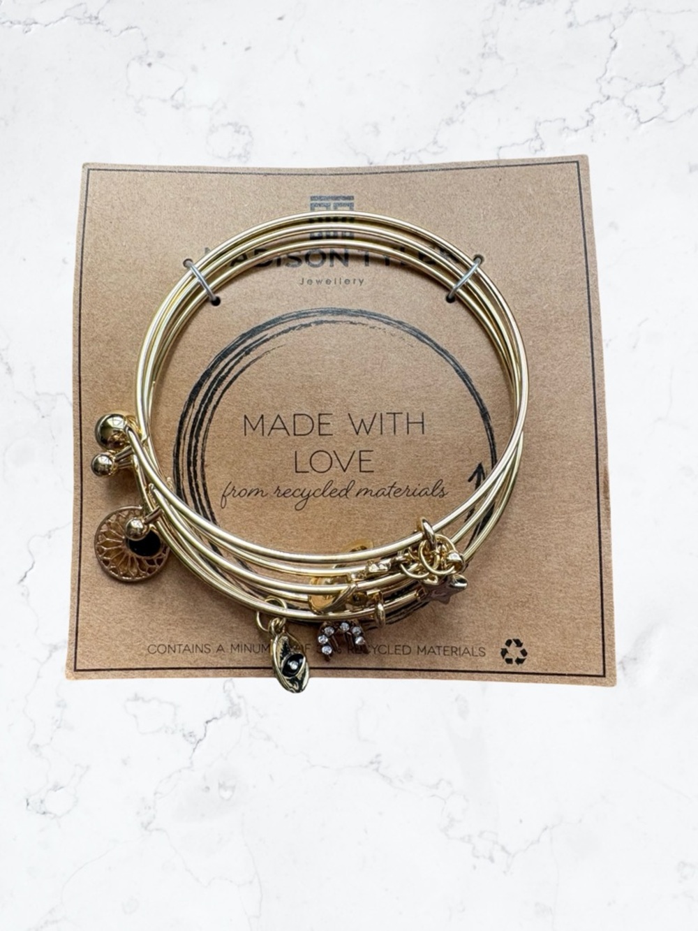 Gold Multi-Row Charm Bangle Set